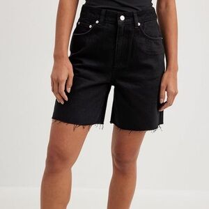 NA-KD high waist raw hem denim shorts